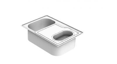 Kitchen basin designed with drying sink 3d model .3dm format