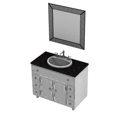 kitchen wash basin with mirror 3d model .3dm format