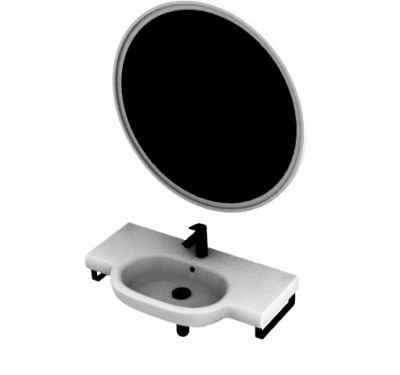 kitchen wash basin with mirror 3d model .3dm format