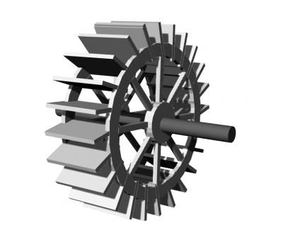 large water wheel with simple design 3d model .3dm format