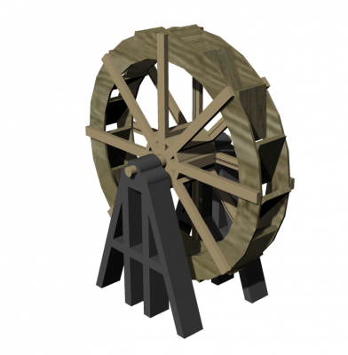 medium sized water wheel design 3d model .3dm format