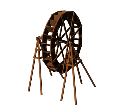 Water wheel with simple look 3d model .3dm format