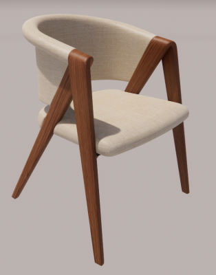  Wooden chair with fabric back revit family