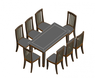 Wooden dining table for 8 people revit family