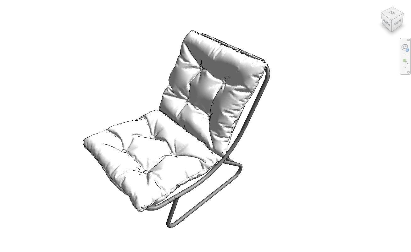 Cadeira com almofada marrom modelo revit