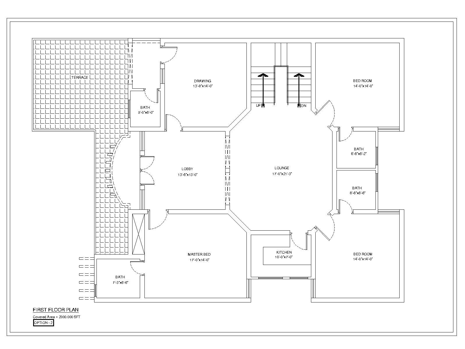 Rectangular Shape 2 Bedroom House Design Layout Plan .dwg_2 | Thousands of  free AutoCAD drawings