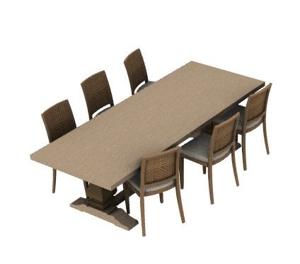 dinning table with six sitting 3d model .3dm format